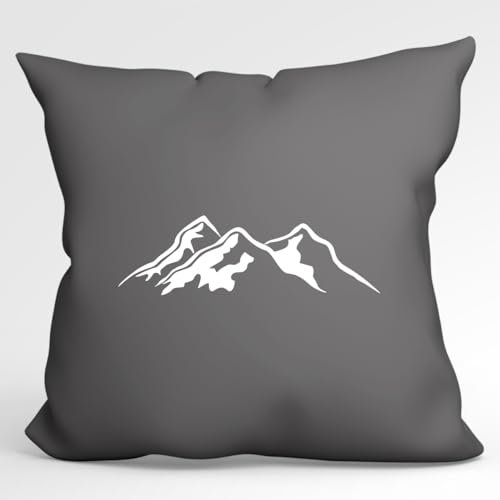 Huuraa Sofakissen Berg Silhouette Mountain Geschenk 40x40cm mit Füllung Steel Grey Baumwolle Berg Silhouette Mitbringsel