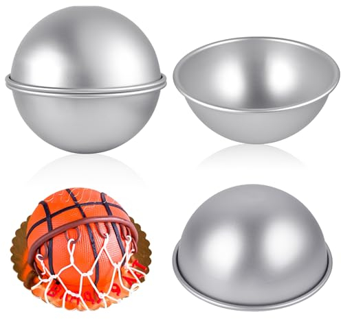 Akamino 2 Pcs Hemisphere Cake Pan, 8 Inch 3D Football Cake Pan, Aluminum Half Ball Cake Mold, Nonstick Baking pan for Birthday Wedding Anniversary Party