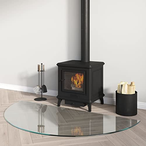 Homgoday Glasplatte für halbrunden Kamin, 1200 x 600 mm, feuerfeste Platte gegen Feuer, Schutzplatte aus Glas, hohe Temperaturbeständigkeit