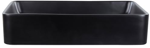 Lavabo sobre encimera baño clásico cerámica negro acabado mate rectangular 51 x 34 cm Chivana