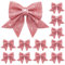 YSUVIN Schleifen Weihnachten, 12 Stück Weihnachtsbaum Schleifen Glitzer Christbaumschmuck Geeignet für Weihnachten Hochzeitsfeier Neuja, Rosa