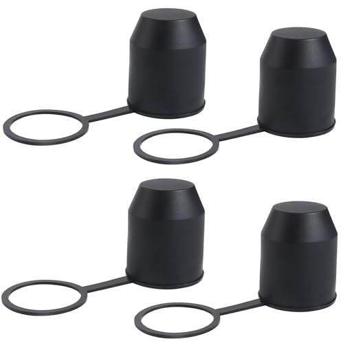 4 Stück Anhängerkupplung Abdeckung mit Sicherungsring für 50mm Kugelkopf Anhänger Kupplung Universal Kugelabdeckung für Auto Wohnmobil Kugelkopfschutz Schwarz