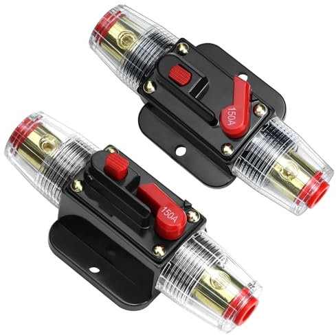 QWORK® 2 pièces 150A auto disjoncteur, avec commutateur manuel de réinitialisation de fusible pour interrupteur stéréo de protection de voiture