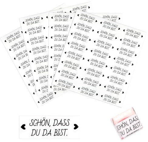 Aufkleber Schön Dass Du Da Bist, 96 Stück Sticker Schön Dass Du Da Bist, Rechteckig Gastgeschenke Sticker 5x1,8cm für Hochzeitsdeko, Geburtstag, Taufe, Kommunion, Gastgeschenke Deko