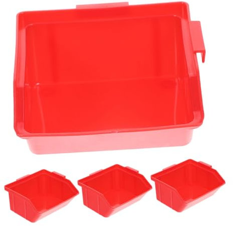 KICHOUSE Warehouse Parts Organizer Box 4pcs Stackable Tool Storage Bins Red 95x100x50mm Components Storage Rack for Shed and Workshop