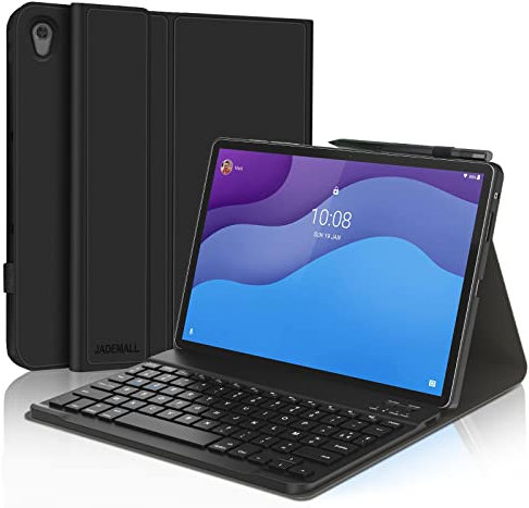 JADEMALL Coque Clavier pour Lenovo Tab M10 HD (2nd Gén.) 10.1 2020, AZERTY Clavier Magnétique Bluetooth sans Fil avec Porte-Crayon pour Lenovo Tab M10 10.1 TB-X306F/X306X, Noir