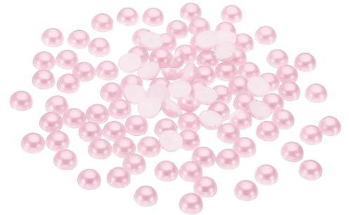 PATIKIL 1500Pcs Flatback Pearls Beads for Crafting, 4mm Half Round Resin Beads Flatback Pearls for Nail Charms Handmade Phone Case Embellishment, Light Pink