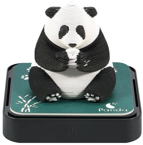 3D Kalender Abreißen 2025 365 Tage Schreibtischkalender mit Lichtern Sockel Verwenden Sie Kunstpapierskulpturen Time Piece Calendar für Kreative Geschenke zu Weihnachten (Panda)