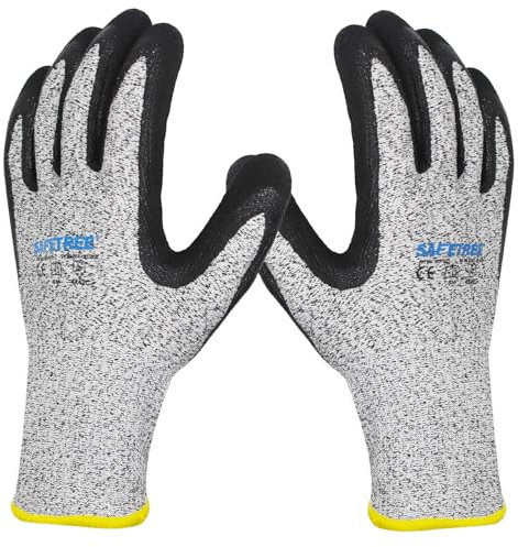 SAFETREE Schnittschutzhandschuhe, HPPE Schnittfeste Handschuhe, für Metzger, Küche, Austernöffnen, Fleischschneiden, Holzschnitzen und Garten (1, 8/M)