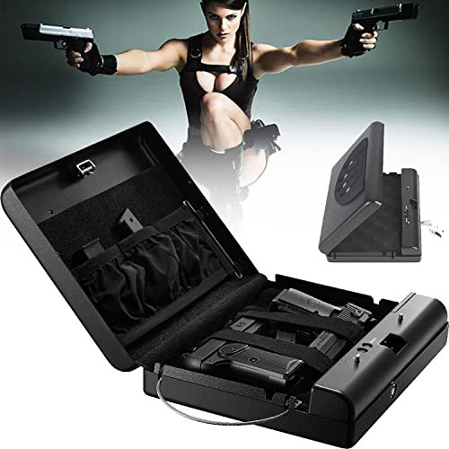 YANDDEA Tresor Mit Schlüssel, Waffenschrank, Waffentresore, Safe,Mini Tresor, Geldkassette Abschließbar, Kurzwaffenschrank, Feuerfeste Geldkassette,340x295x85mm