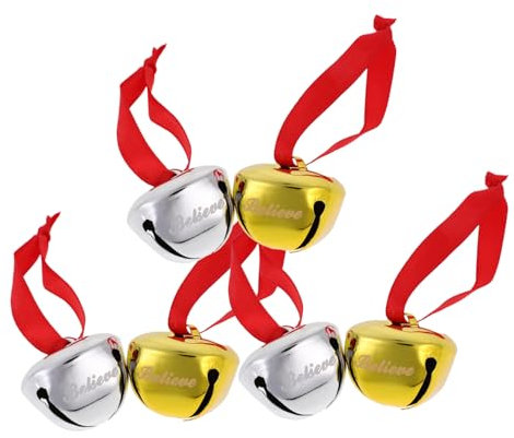 HOLIDYOYO 6 Stück Weihnachtsglocken Metallglocken Zum Aufhängen Filigrane Believe Schrift Festliche Baumhänger Für Weihnachtsdeko Langlebige Farbe Angenehmer Klang