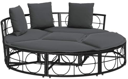 vidaXL Outdoor-Loungebett ohne Dach Schwarz Poly Rattan, Outdoor Loungebett, Loungebett, Garten Sonnenliege, Outdoor Loungebetten, Sonnenliege