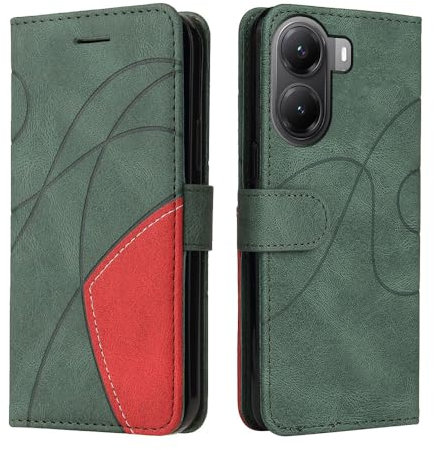 XINNI Cover Protettiva per Xiaomi Poco X7 PRO Case, retrò Cellulare Custodia Libro Antiurto in Flip Pelle PU/TPU, Portafoglio Flip Magnetica, Verde