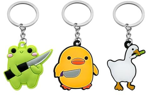 Porte-Clés Animal De Dessin Animé en PVC 3 Pièces, Porte-Clés Animal avec Couteau, Porte-Clés Pendentif Drôle, Accessoires De Sac Mignons, Accessoires Clés pour Enfants