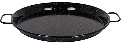 AC - Paellera Valenciana esmaltada - Fabricado en España - Apta para Gas, vitrocerámica, Cocina eléctrica y lavavajillas (Negro, Ø 50 cm)