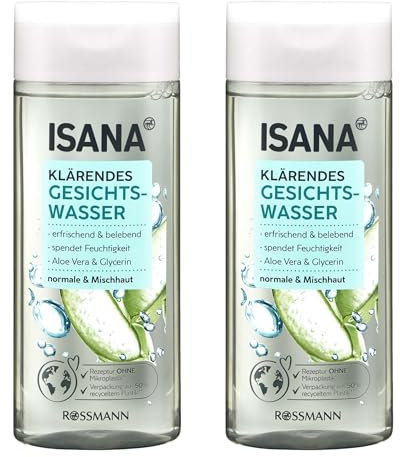 2x ISANA klärendes Gesichtswasser | für normale und Mischhaut geeignet | mit Aloe Vera & Glycerin | 2x 200 ml (400ml) | 1x Bebe feste Duschpflege