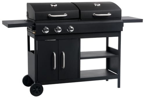 Meubles Article Maison Barbecue Combo à Charbon de Bois avec 3 Brûleurs - Meubles