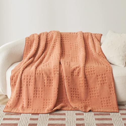 Miyacare Kuscheldecke Decken 200x230 cm, Couchdecke, Überwurf, Weiche und Warme Fleecedecke, Waffelmuster Wohndecke, Gemütliche Korddecke, Kuscheldecke Flauschig (Lachsrosa, W200 x L230CM)