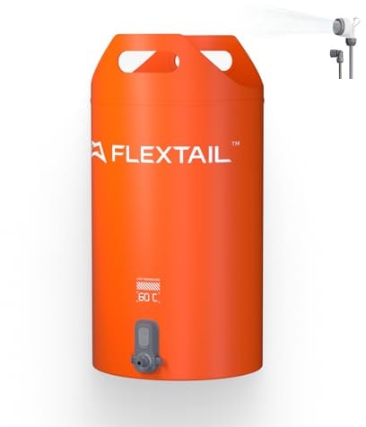 FLEXTAILGEAR Doccia Campeggio Portatile Secchio 20L Pompa Elettrica Integrata 2500mAh Due Velocità Kit Doccia Esterno Impermeabile IPX7 per Trekking Viaggi Auto e Lavaggio Animali Domestici