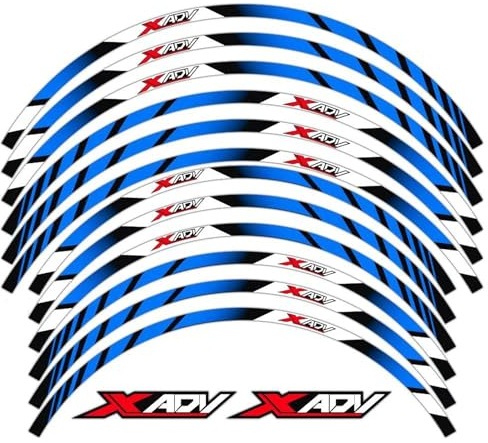 Pegatinas Llantas Moto Pegatinas Para Llantas De Motocicleta De 17″ Y 15″ Para H&onda XADV X-ADV X Adv 750 350 Adventure, Calcomanías Reflectantes Para Llantas Y Neumáticos Adhesivos Llantas(AZUL)