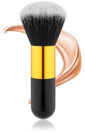 Gosknor Pinceau Autobronzant pour Visage, Grand Pinceau Applicateur Kabuki Doux et Dense Pinceau Autobronzant Visage Idéal pour Bronzage Crème Solaire Blush Fond Teint(Noir Or)