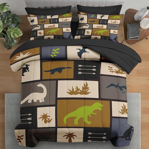 Pamnest Full Comforter Set with Sheets, 7 Pieces Dino Animal Bedding