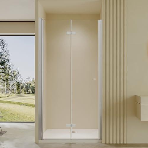 AmuseVera Duschtür Faltbar 70 x 185 cm Einzelfalttür Drehfalttür Nische Duschabtrennung Duschkabine Falttür Nischendrehtür Dusche aus 6mm ESG Sicherheitsglas