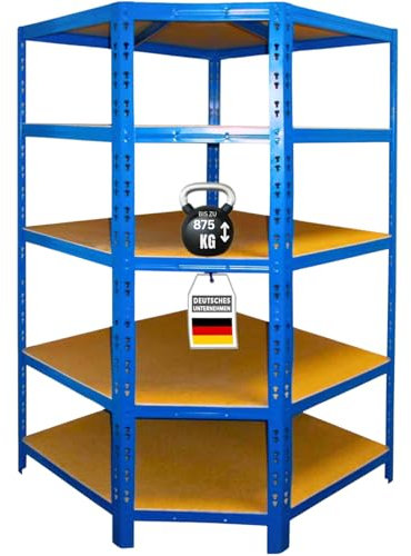 casa pura Eckregal | Schwerlastregal 180x90x40 | Regal und Werkbank | Kellerregal, Lagerregal (Eckregal Blau, 180 x 90 x 40 cm)