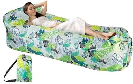 Dioeazh Aufblasbarer Luftsofa, Tragbares Wasserdichtes Aufblasbare Sofa Air Lounger mit Tragetasche, Aufblasbare Liegesessel Couch mit Kopfstütze für Garten, Seeufer, Strande, Camping 240x70cm