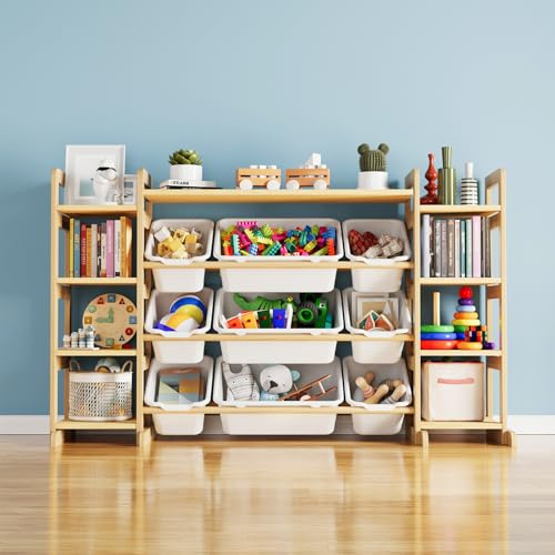 SpaceAid - Large Toy Storage Organizer, 9 Shelves, 9 Bins, Toy Organizer, Kids Bookcase, Toy Box, Bookshelf for Bedroom, Playroom