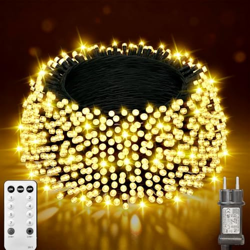 LED Lichterkette Innen Außen,400LED 40M Lichterketten Weihnachtsbaum mit Fernbedienung und Timer, 8 Modi IP44 Wasserdicht LED Lichterkette Warmweiß,für Weihnachten, Halloween, Party, Hochzeit