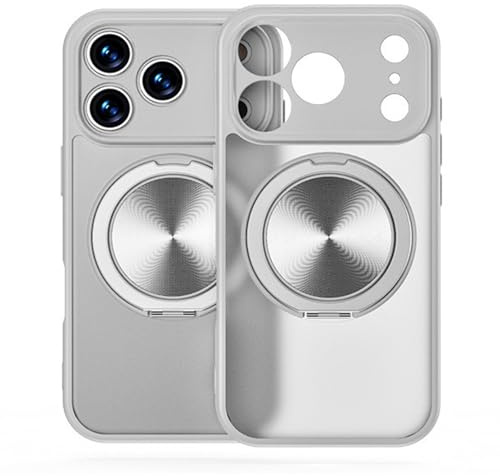 MFAOSHI Magnetisch Hülle für iPhone 17 Pro Max/17 Pro/17 Air/17, Gefrostet Transluzente Handytasche mit Drehbarer Ständer Kameraschutz Handyhülle,Silber,17 ProMax