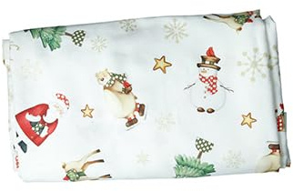 BRANDANI Natale tessile tovaglia natalizia bianca con decori collezione Racconti 140x240 cm