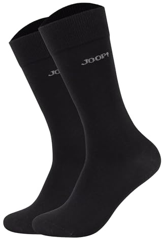 Joop! Unisex Socken, 2er Pack - Premium Essential Organic Cotton Socks, Logo, einfarbig Schwarz 35-38