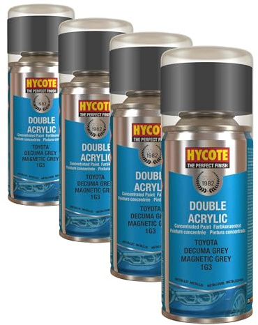 Hycote Double Acrylic Aerosol Car Spray Paint, Toyota - Decuma Grey, 150 ml (Pack of 4)