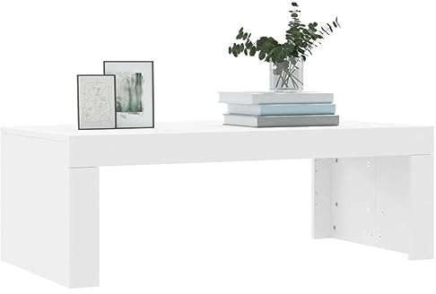 Table Basse de Style Moderne – Table de Salon Rectangulaire, en Bois D'ingénierie (Gris béton) (Blanc)
