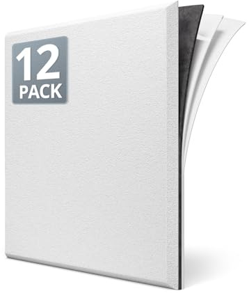 Kuchoow Schallschutzplatten Schallschutz Akustikplatten Selbstklebend | 2-in-1 Schallabsorber mit Schalldämmung, MLV-Dämmschicht für Wand, Tür, Zimmer, Büro, 12 Stück Quadratisch, 30x30x1cm, Weiß
