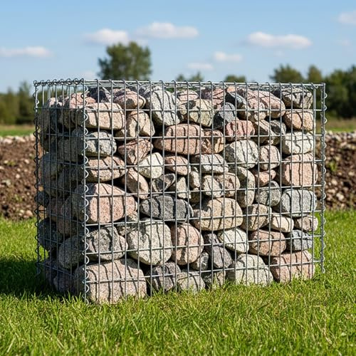 Actiasgear Heavy Duty Galfan Coated Gabion Baskets – Retaining Wall & Garden Wire Stone Cages – Easy Assembly with Helical – Multiple Options Available (100cm x 90cm x 30cm)