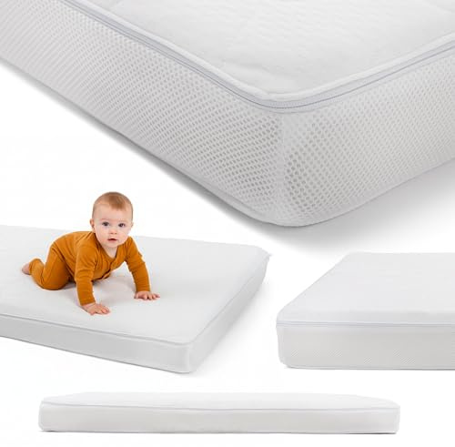 SLIPIO Babymatratze Air Premium (1er Pack), Weiß (120 x 60 x 11 cm, Silver Atmungsaktiv)