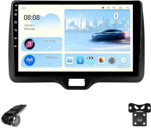 Autoradio per Toyota Yaris Vios 2020-2023 Android 15 CarPlay con Schermo Tattile 9-Inch Car Radio 1280×720 Stereo per Auto/SWC/Bluetooth 5.0/FM AM RDS DSP/Wi-Fi/4GLTE/GPS/ADAS DVR(L10)