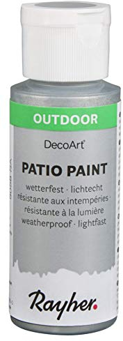 Rayher Peinture acrylique Outdoor Patio-Paint, argent, 1 bouteille, 59ml, extérieur, intérieur, toutes surfaces, usages multiples, arts créatifs-38610610