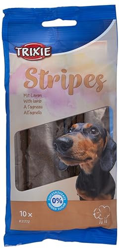 TRIXIE Snack Stripes - Friandises pour Chiens à l'agneau - sans Sucre ajouté - 10 friandises - Poids Net 100 g - 31772
