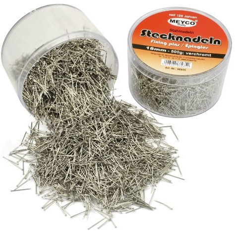 Meyco Stecknadeln 18mm 500g Klarsichtdose silber (verchromt)