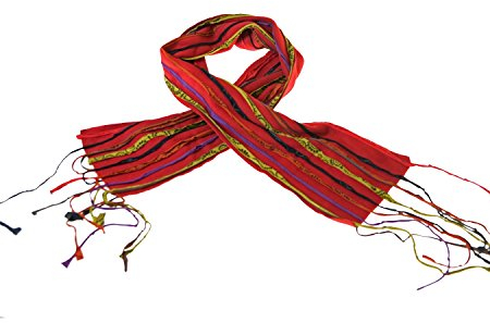 Kunst und Magie Patch Fleece Schal Goa Hippie Psy, Farbe:Rot