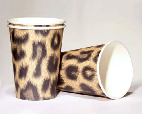 DH-Konzept 10 Pappbecher im * LEOPARD * für Party und Geburtstag Becher Partybecher Party Fete Set Mottoparty Wilde Tiere Safari Dschungel