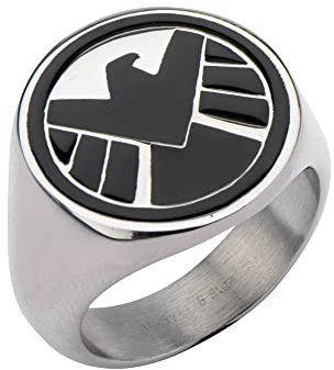 Marvel Comics Men's Stainless Steel Enamel Shield Ring, Size 12