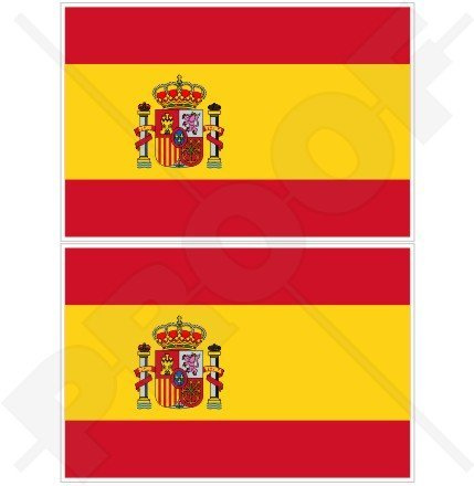 Español Bandera Nacional de España Espana 4 (100 mm) Bumper de vinilo pegatinas, calcomanías x2