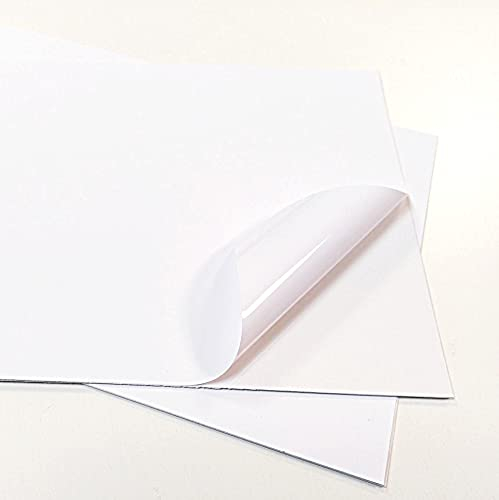 Selbstklebendes Vinyl-Papier, A4, (21 x 29,7 cm), weiß, PVC-Folie, für Laserdrucker, 1, 5, 10, 15, 20 oder 25 Blatt Bianca Glossy Lucida