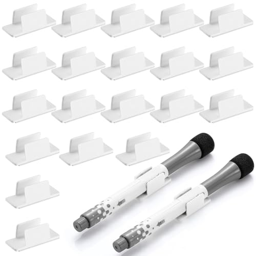 Outus Stifthalter Pen Holder Clip Selbstklebend 20 Packung, Weiß | Selbstklebend für Pen, Paint und Pinsel, Geeignet für Schreibtisch, Computer, Car, Bulletin Board, Clipboards