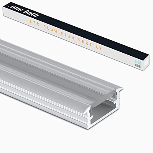 .one-bath LED Aluminium Profil I Aluprofil Leiste für LED Stripes I C: Unterputz klein transparent 2m mit Endkappen I Innen- und Außenbereich